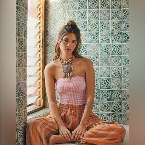 NWOT Free People Leilani Gingham Tube Top
